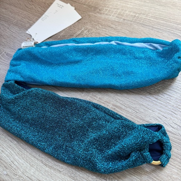 NWT BAOBAB Isla Maxi Top Strapless Cutout Glitter Ring Shimmer Blue Natal XS - Picture 4 of 8